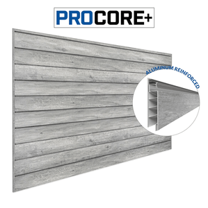 Proslat 8 ft.  x 4 ft. PROCORE+ Gray Wood PVC Slatwall – 4 Pack 128 sq ft 87741K