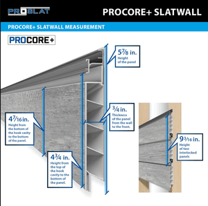 Proslat 8 ft.  x 4 ft. PROCORE+ Gray Wood PVC Slatwall – 4 Pack 128 sq ft 87741K