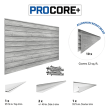 Load image into Gallery viewer, Proslat 8 ft.  x 4 ft. PROCORE+ Gray Wood PVC Slatwall – 4 Pack 128 sq ft 87741K