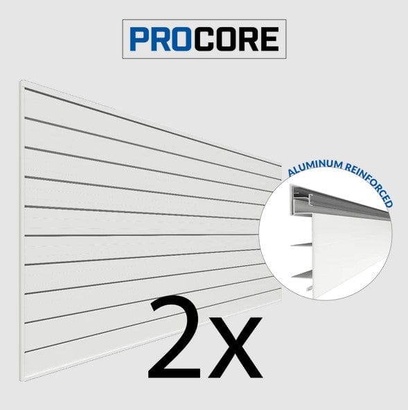 Proslat 8 ft. x 4 ft. PROCORE PVC Slatwall White – 2 Pack 64 sq ft 87722K