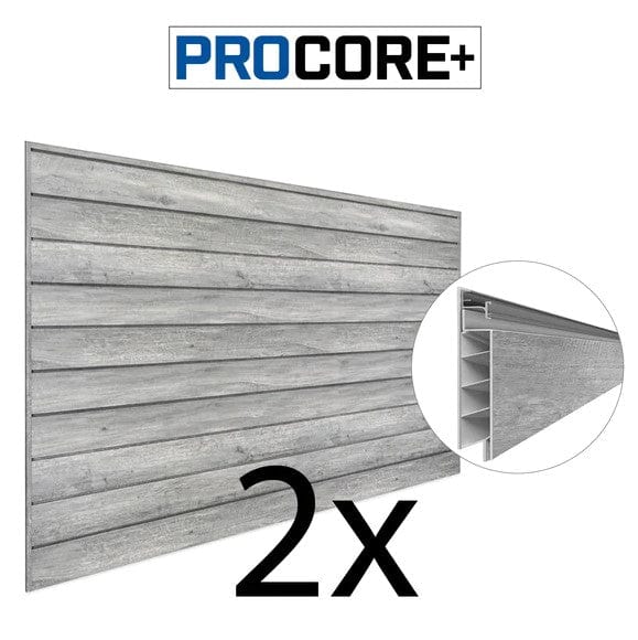 Proslat 8 ft. x 4 ft. PROCORE+ Gray Wood PVC Slatwall – 2 Pack 64 sq ft 87721K