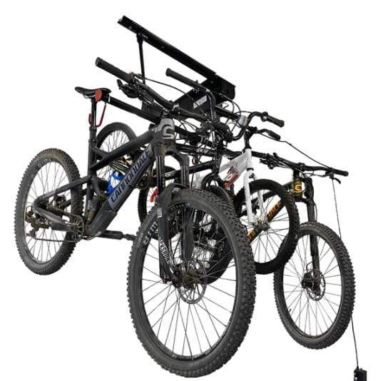 Proslat Garage Gator Compact 4 Bike Lift – 220 lb 68224K Bike hoist is a garage storage lift used to store bikes.  