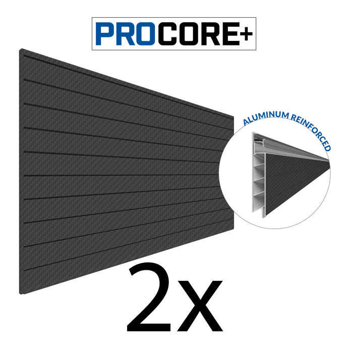 Proslat 8 ft. x 4 ft. PROCORE+ Carbon Fiber PVC Slatwall - 2 Pack 64 sq ft 87752K