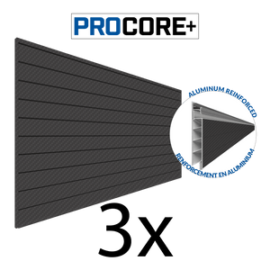 Proslat 8 ft. x 4 ft. PROCORE+ Carbon Fiber PVC Slatwall - 3 Pack 96 sq ft 87753K