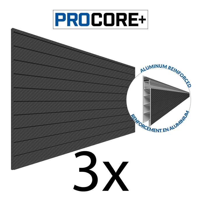 Proslat 8 ft. x 4 ft. PROCORE+ Carbon Fiber PVC Slatwall - 3 Pack 96 sq ft 87753K