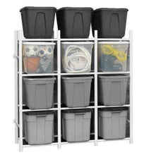 Load image into Gallery viewer, Bin Warehouse Rack - 12 Totes Compact 65003 Storage bins is one of the easiest ways to do when organizing. This plastic storage containers are ideal storage for garages, basements, storage rooms, dorm rooms, walk-in closets and more.