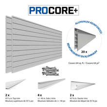 Load image into Gallery viewer, Proslat 8 ft. x 4 ft. PROCORE+ Silver Gray Carbon Fiber PVC Slatwall – 2 Pack 64 sq ft 87727K