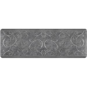 WellnessMats Bella Estates Shades of Silver 6'X2'X3/4" An anti-microbial kitchen mat. An ergo mat that reduces impact on the legs and back