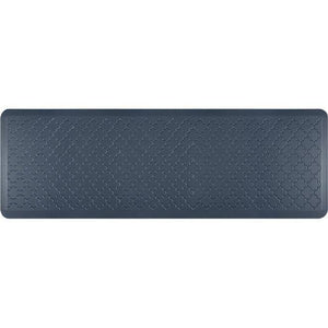 WellnessMats Trellis Estates Mat Collection Shades of Blue 6'X2'X3/4"A floor mat that has smooth surface. An ergo mat that gives comfort and relaxation while working in the kitchen or in any part of the house.