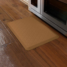 Load image into Gallery viewer, WellnessMats Trellis Motif Mat 3&#39; X 2&#39; X 3/4&quot; MT32WMRTAN, Tan. Kitchen floor mats that resist punctures, heat, dirt and stains. A floor mat that provides cushion and nonslip surface. 