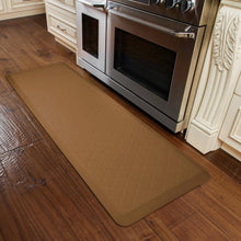 Load image into Gallery viewer, WellnessMats Trellis Motif Mat 6&#39; X 2&#39; X 3/4&quot; MT62WMRTAN, Tan. Kitchen floor mats that resist punctures, heat, dirt and stains. A floor mat that provides cushion and nonslip surface. 