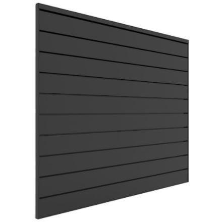 Proslat Garage Storage PVC Slatwall 4 ft. x 4 ft. Charcoal 88104 Easily accessible garage slatwall for the busy lives of sports fanatics. Proslatwall is built strong that can hold up to 75 lb per sq. ft.