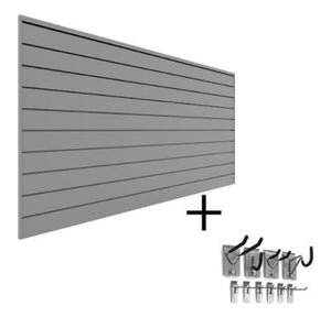 Proslat Garage Storage PVC Slatwall Mini Bundle - Light Gray 33011K Slatwall panels that are built strong and durable. Garage slatwalls are made of 90% recycled materials.