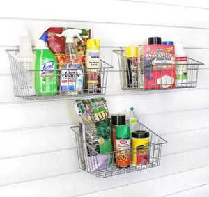 Proslat Metal Basket – 3 pack 13022 Easily accessible garage slatwall for the busy lives of sports fanatics. Proslatwall is built strong that can hold up to 75 lb per sq. ft.