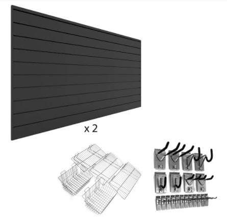 Ultimate Bundle - Charcoal 33509k Easily accessible garage slatwall for the busy lives of sports fanatics. Proslatwall is built strong that can hold up to 75 lb per sq. ft.