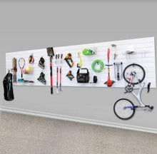 Load image into Gallery viewer, Ultimate Bundle - White 33009k Slatwall panels that are built strong and durable. Garage slatwalls are made of 90% recycled materials.