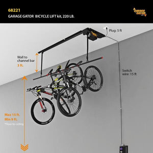 Proslat Garage Gator Eight Bicycle 220 lb Lift Kit 68221 Garage gator garage storage lift can easily store up to 220 lb of your large items.